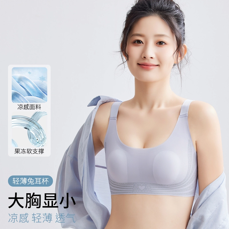 艾诗塔 大胸显小超薄无钢圈防下垂收副乳无痕舒适文胸夏季 内衣 女款