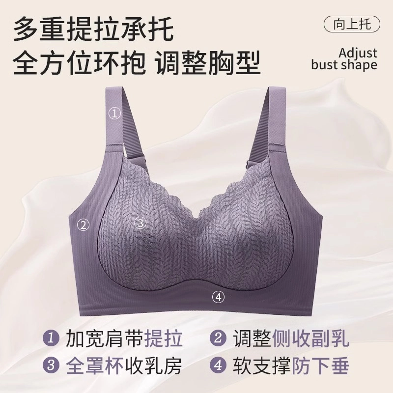艾诗塔 大胸显小小胸聚拢提拉防下垂无痕内衣女收副乳全罩杯调整型文胸 女款