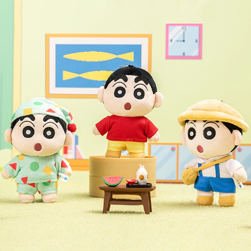 歪瓜出品 蜡笔小新角色 毛绒钥匙扣公仔玩偶 可爱卡通书包挂饰 谷圈挂件