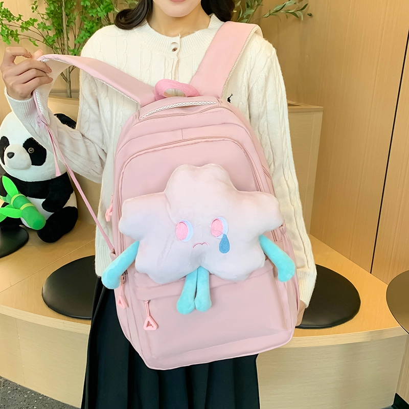 度森袋鼠 休闲大容量百搭轻便简约 尼龙 双肩包 常规 男女同款情侣款 黑色/粉红色/酒红色/黄色