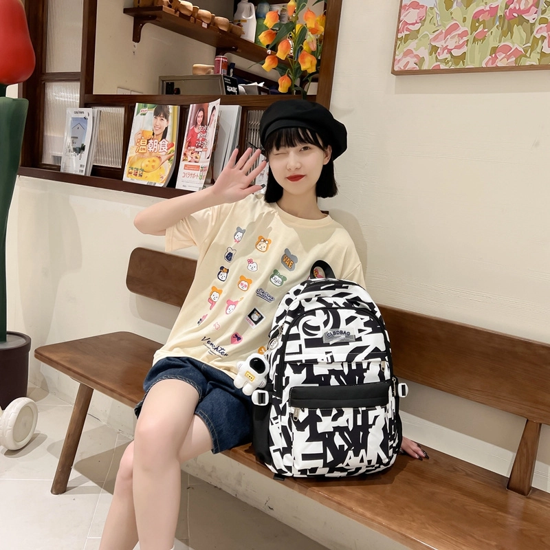 度森袋鼠 初中生大容量高颜值韩版高中生 尼龙 双肩包 男女同款情侣款 奖杯款/字母款/小熊款