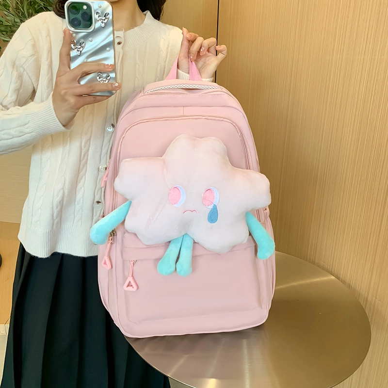 度森袋鼠 休闲大容量百搭轻便简约 尼龙 双肩包 常规 男女同款情侣款 黑色/粉红色/酒红色/黄色