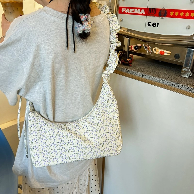 度森袋鼠 高颜值百搭温柔甜美小碎花抽绳斜挎包 帆布 帆布包单肩包 女款 多色