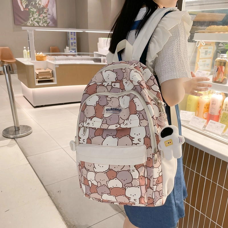 度森袋鼠 初中生大容量高颜值韩版高中生 尼龙 双肩包 男女同款情侣款 奖杯款/字母款/小熊款
