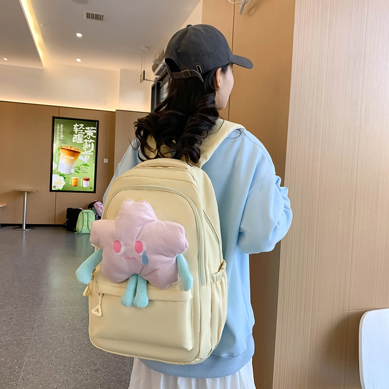 度森袋鼠 休闲大容量百搭轻便简约 尼龙 双肩包 常规 男女同款情侣款 黑色/粉红色/酒红色/黄色