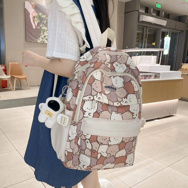 度森袋鼠 初中生大容量高颜值韩版高中生 尼龙 双肩包 男女同款情侣款 奖杯款/字母款/小熊款