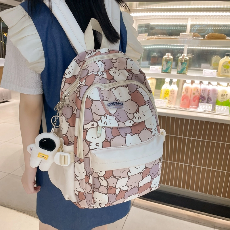 度森袋鼠 初中生大容量高颜值韩版高中生 尼龙 双肩包 男女同款情侣款 奖杯款/字母款/小熊款