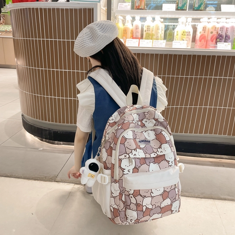 度森袋鼠 初中生大容量高颜值韩版高中生 尼龙 双肩包 男女同款情侣款 奖杯款/字母款/小熊款