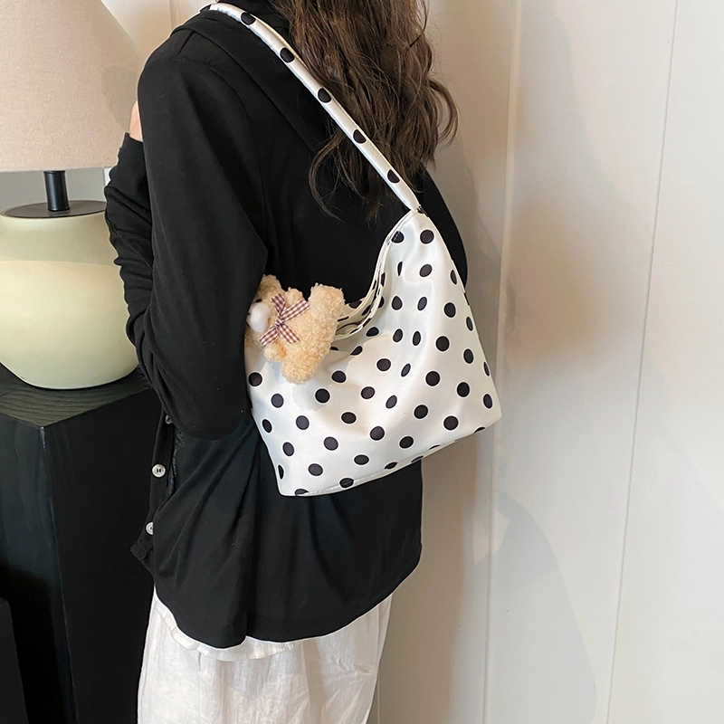 度森袋鼠 小众设计波点超流行休闲 牛津布 单肩包 女款 白色/黑色/红色