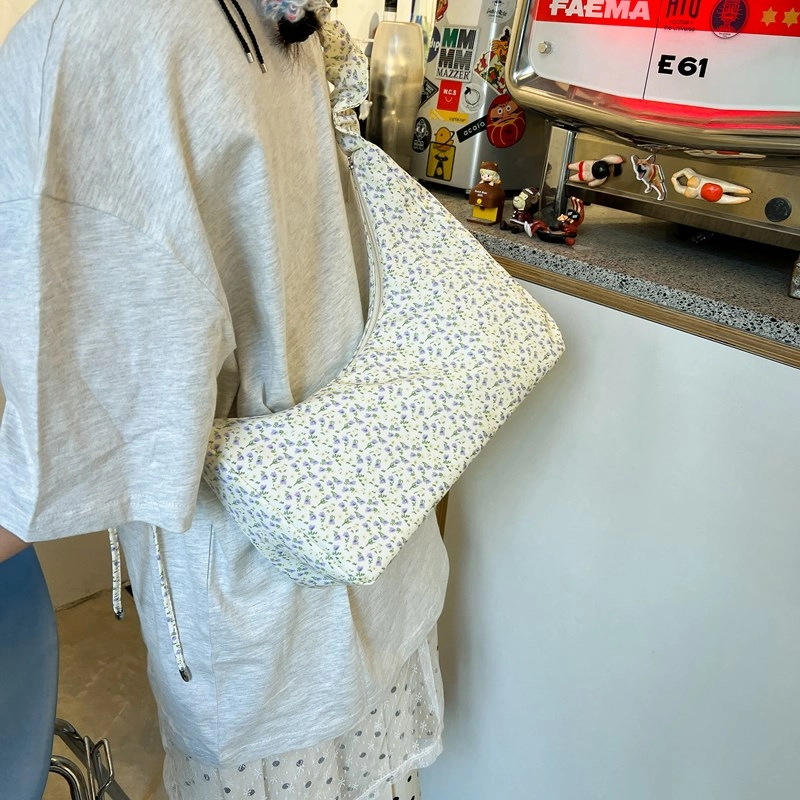 度森袋鼠 高颜值百搭温柔甜美小碎花抽绳斜挎包 帆布 帆布包单肩包 女款 多色