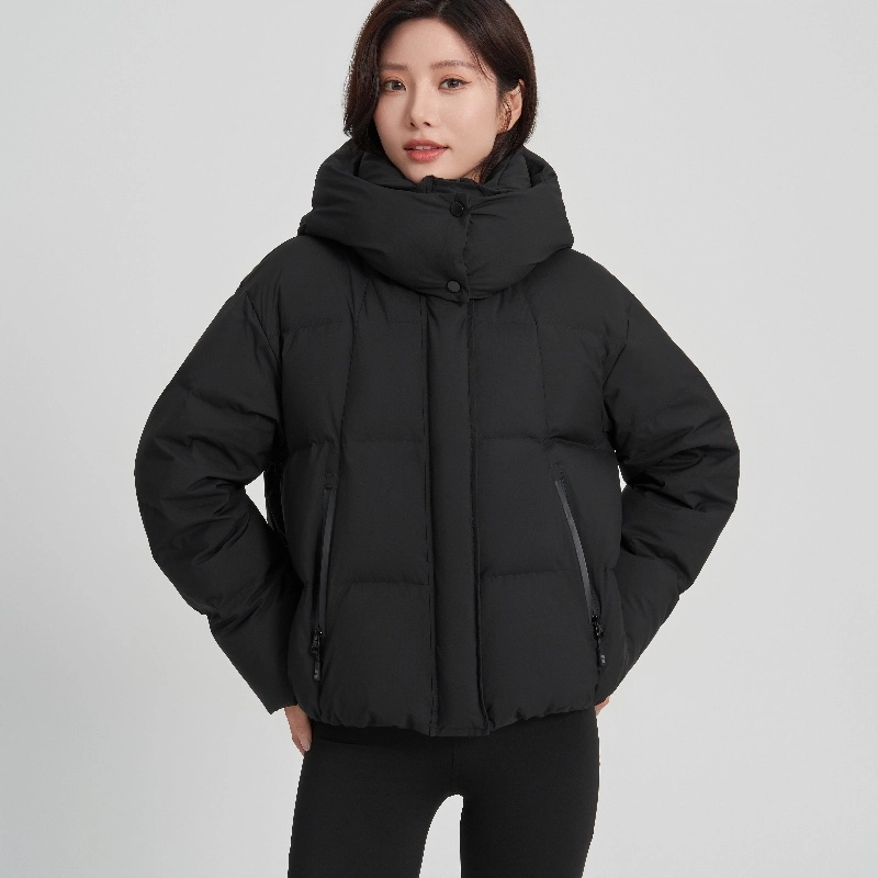 雅鹿 加厚保暖抗寒纯色极简可拆卸连帽舒适防风羽绒服 女款