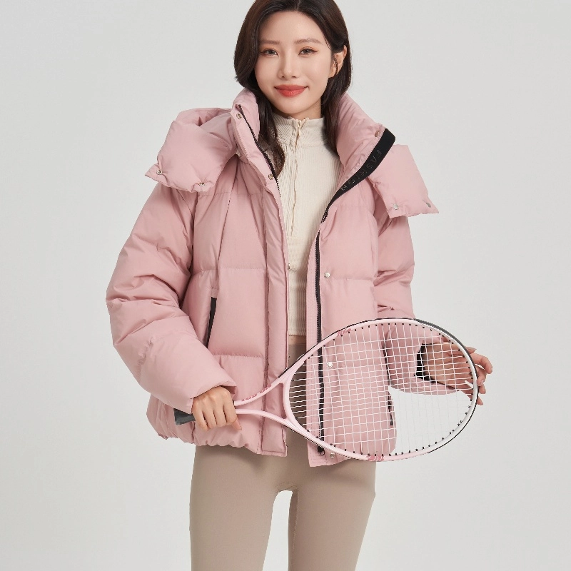 雅鹿 加厚保暖抗寒纯色极简可拆卸连帽舒适防风羽绒服 女款