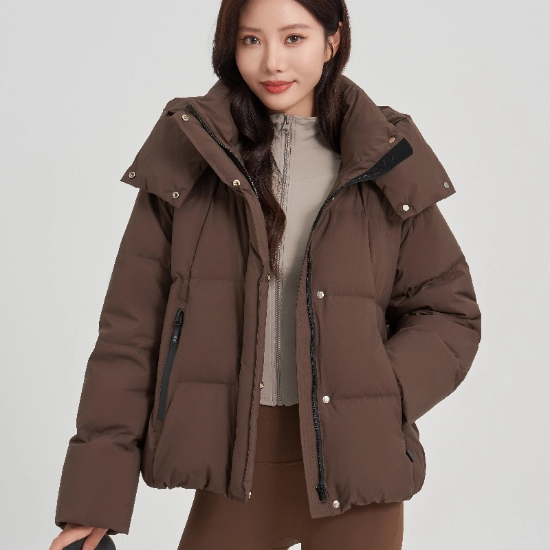 雅鹿 加厚保暖抗寒纯色极简可拆卸连帽舒适防风羽绒服 女款