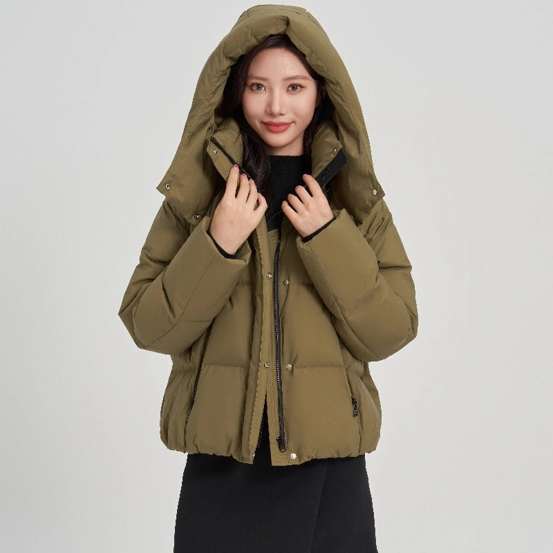 雅鹿 加厚保暖抗寒纯色极简可拆卸连帽舒适防风羽绒服 女款