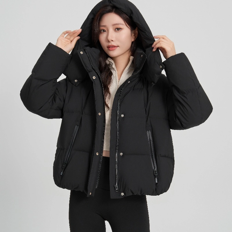 雅鹿 加厚保暖抗寒纯色极简可拆卸连帽舒适防风羽绒服 女款