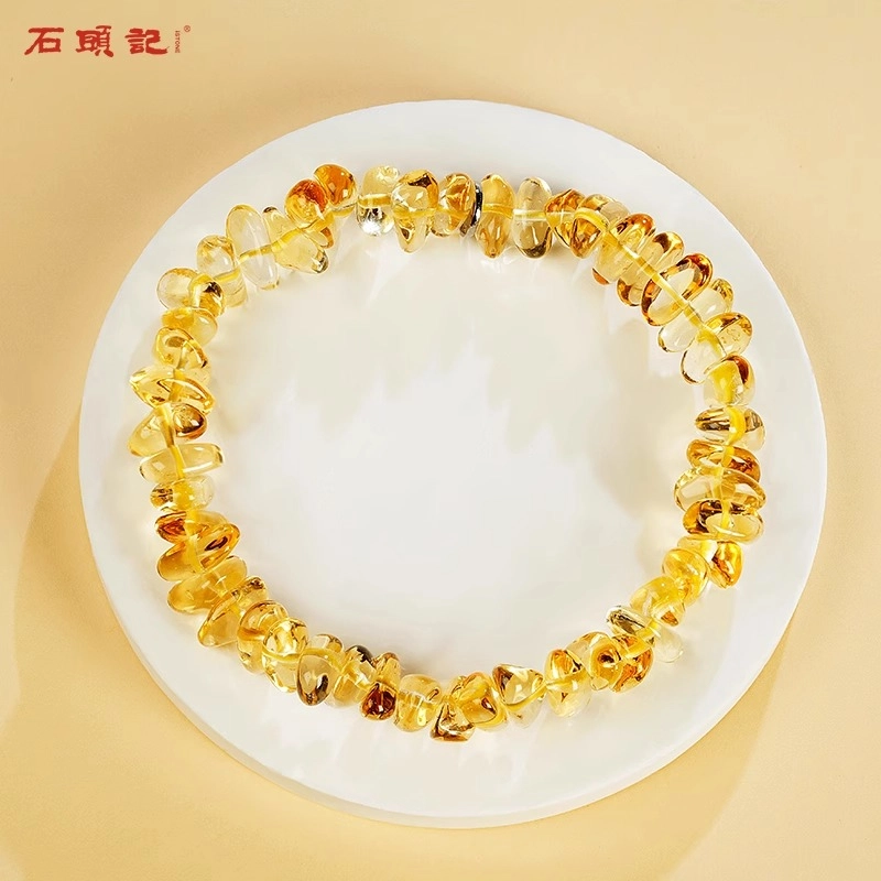石头记 招财进宝 时来运转 八方来财暴富 做个富婆 小众设计不规则串珠首饰 新中式国朝转运好运 礼盒款天然 黄水晶 手串 男女同款情侣款