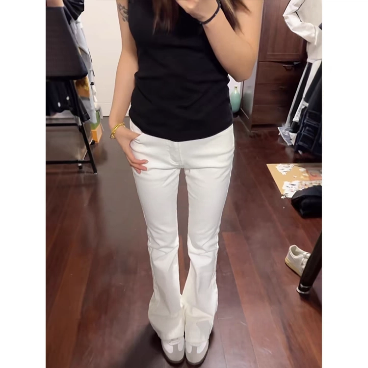 依钗 美式高街时尚微喇拖地马蹄牛仔裤休闲裤 女款