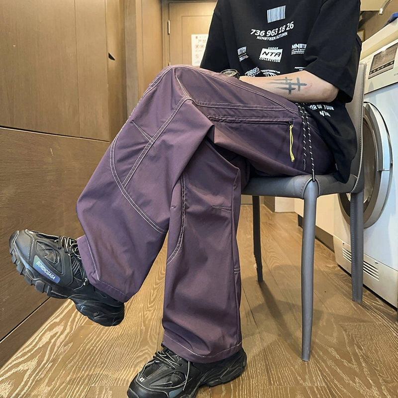 零氏 登山日常通勤野营直筒中腰宽松纯色山系户外系带长裤休闲裤 男女同款