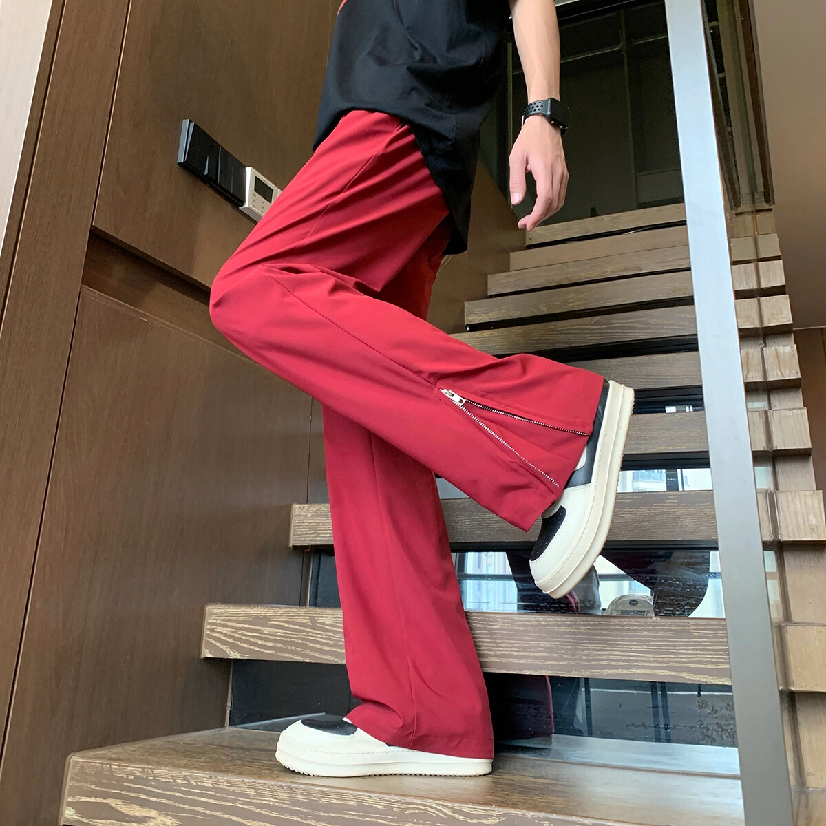 零氏 潮流美式简约垂感拖地运动宽松舒适纯色百搭直筒休闲裤 男女同款