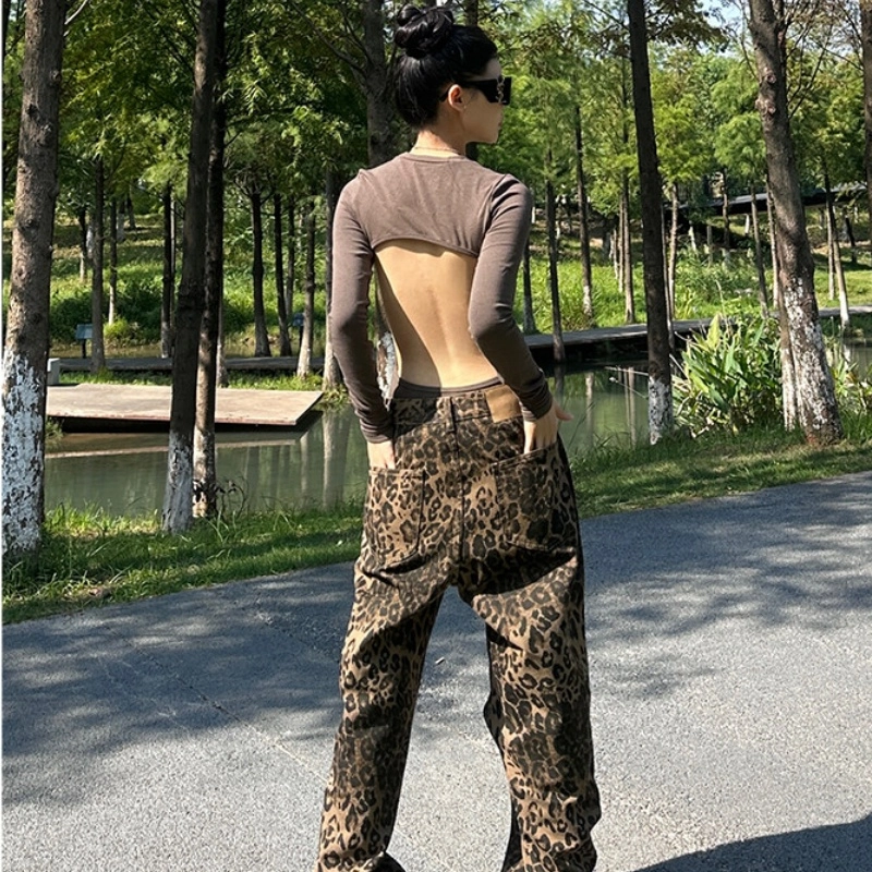零氏 美式复古高街宽松水洗拖地百搭时尚休闲基础长裤子阔腿直筒牛仔裤 男女同款