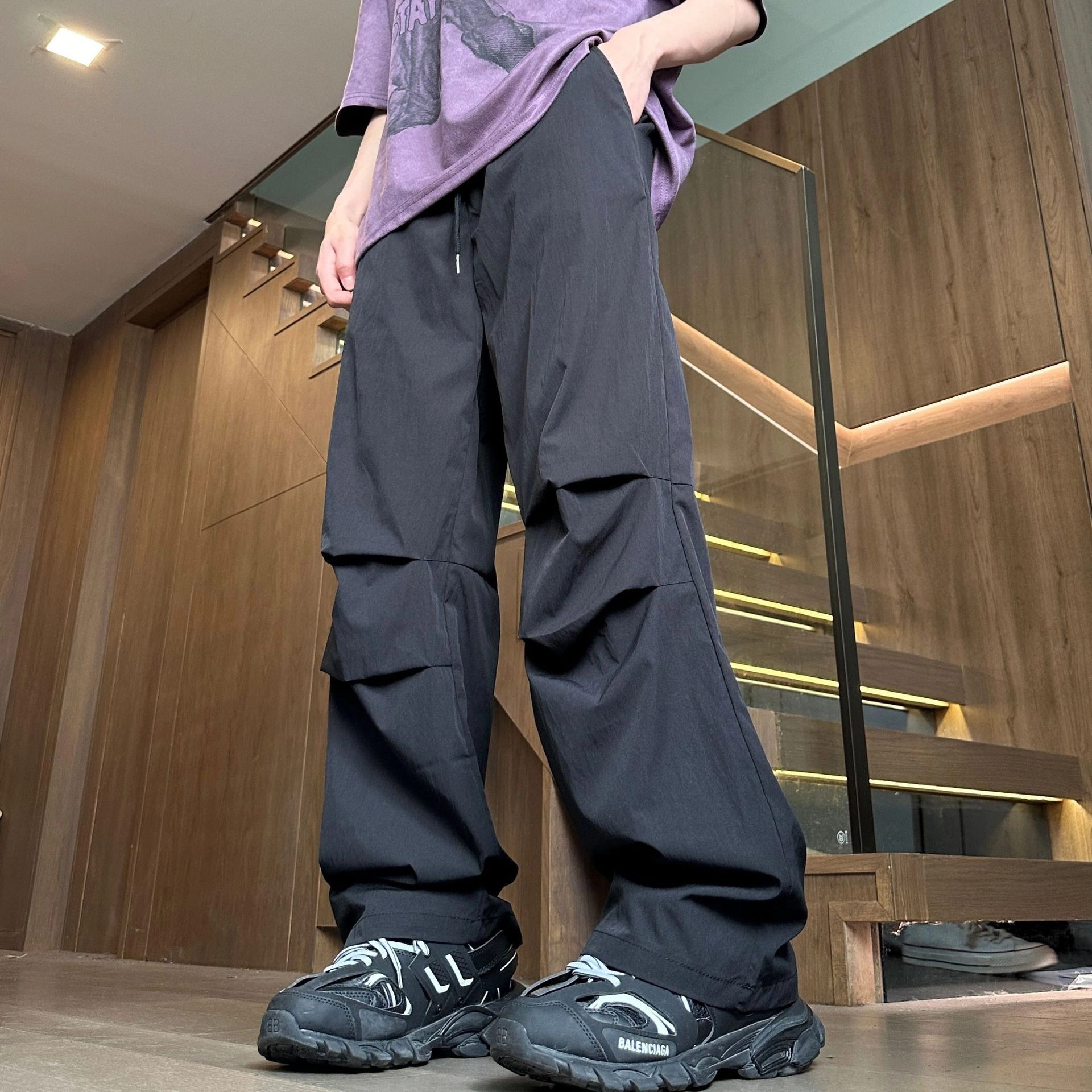 玉儿恋 薄款宽松速干直筒百搭休闲裤 男款