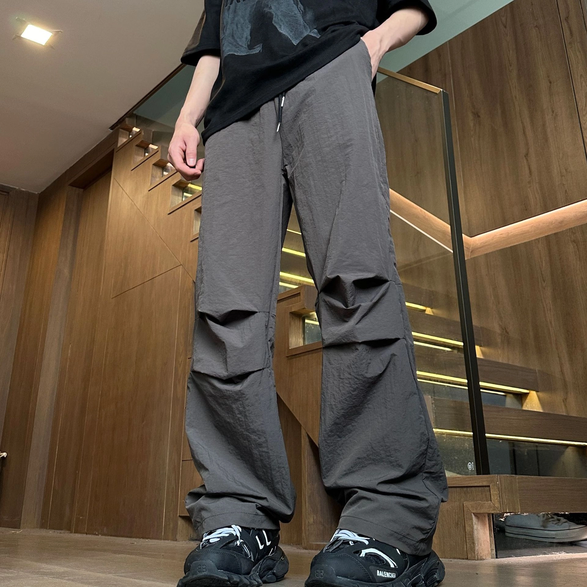 玉儿恋 薄款宽松速干直筒百搭休闲裤 男款