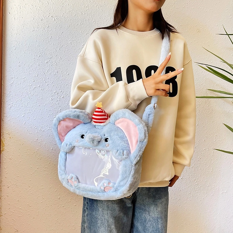 蒙小仔 卡通可爱毛绒二次元猫咪 百搭清新甜美双肩包 陪伴安抚 玩偶周边