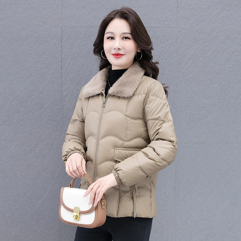 缪斯的诱惑 美式复古高级感时尚纯色潮流保暖加厚棉衣夹克秋冬休闲百搭优雅气质洋气中年妈妈装大方小香外套棉袄显瘦防风抗寒毛领棉服  女款