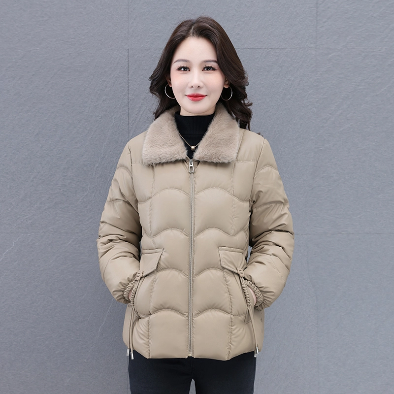 缪斯的诱惑 美式复古高级感时尚纯色潮流保暖加厚棉衣夹克秋冬休闲百搭优雅气质洋气中年妈妈装大方小香外套棉袄显瘦防风抗寒毛领棉服  女款