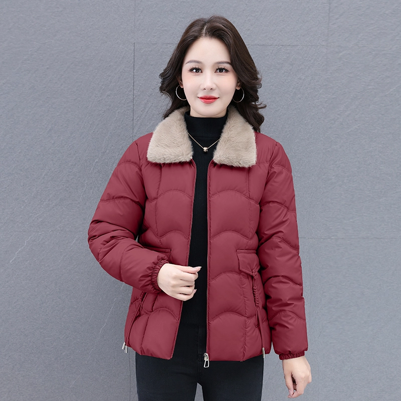 缪斯的诱惑 美式复古高级感时尚纯色潮流保暖加厚棉衣夹克秋冬休闲百搭优雅气质洋气中年妈妈装大方小香外套棉袄显瘦防风抗寒毛领棉服  女款