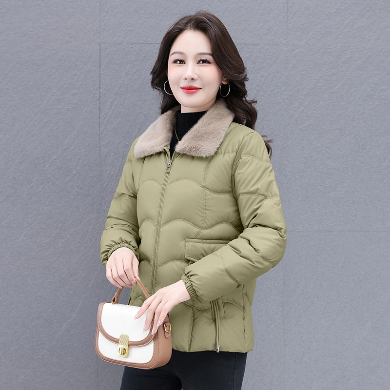 缪斯的诱惑 美式复古高级感时尚纯色潮流保暖加厚棉衣夹克秋冬休闲百搭优雅气质洋气中年妈妈装大方小香外套棉袄显瘦防风抗寒毛领棉服  女款