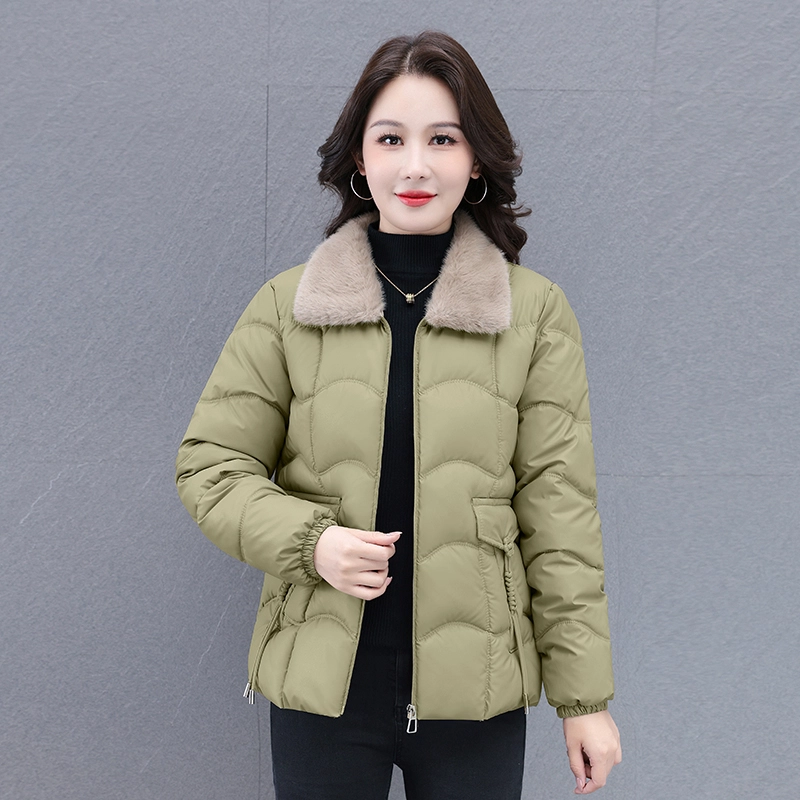 缪斯的诱惑 美式复古高级感时尚纯色潮流保暖加厚棉衣夹克秋冬休闲百搭优雅气质洋气中年妈妈装大方小香外套棉袄显瘦防风抗寒毛领棉服  女款
