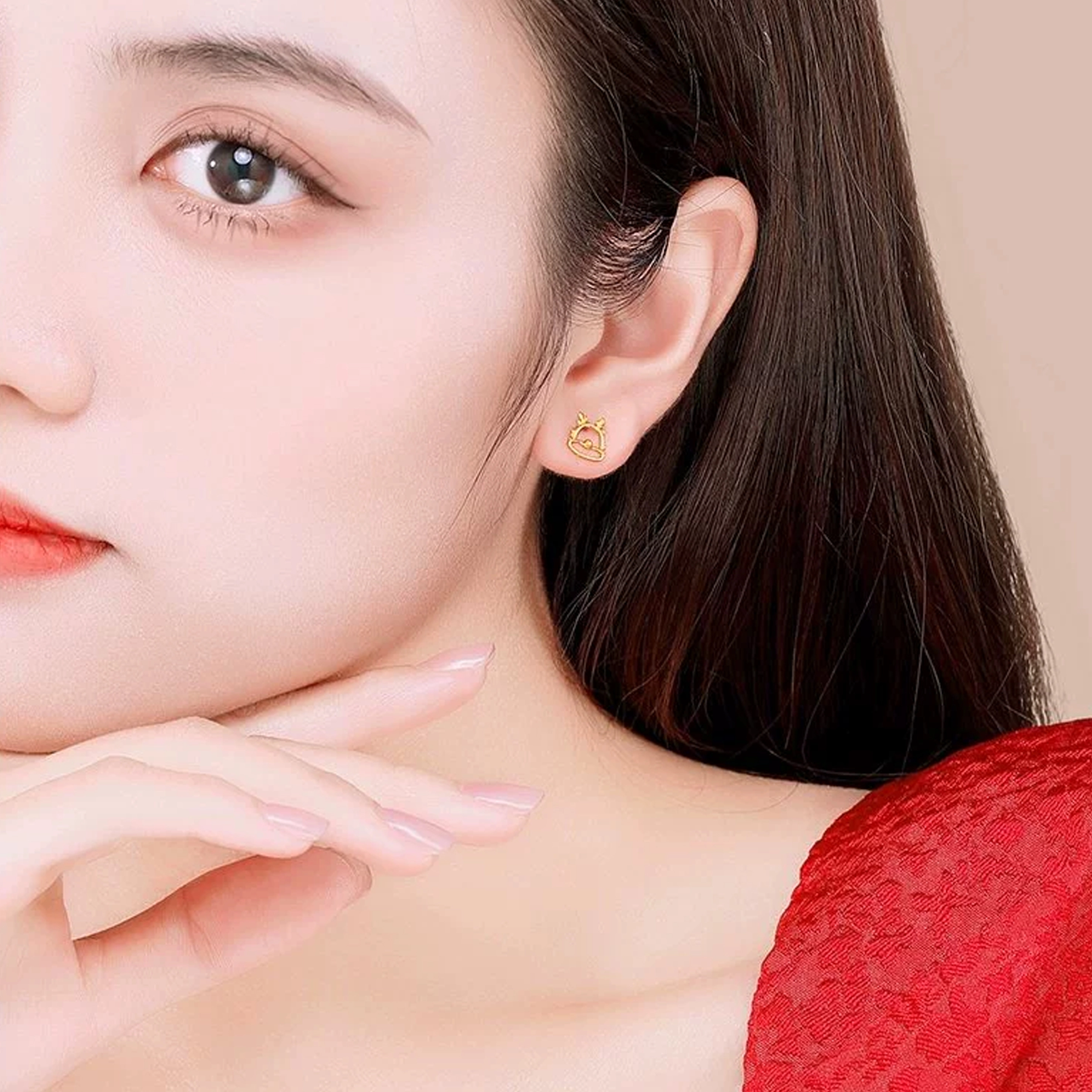 弗风树 精致轻奢优雅福龙萌趣生肖龙日常小众通勤小巧气质端庄个性大气 足金 一口价 黄金耳钉 女