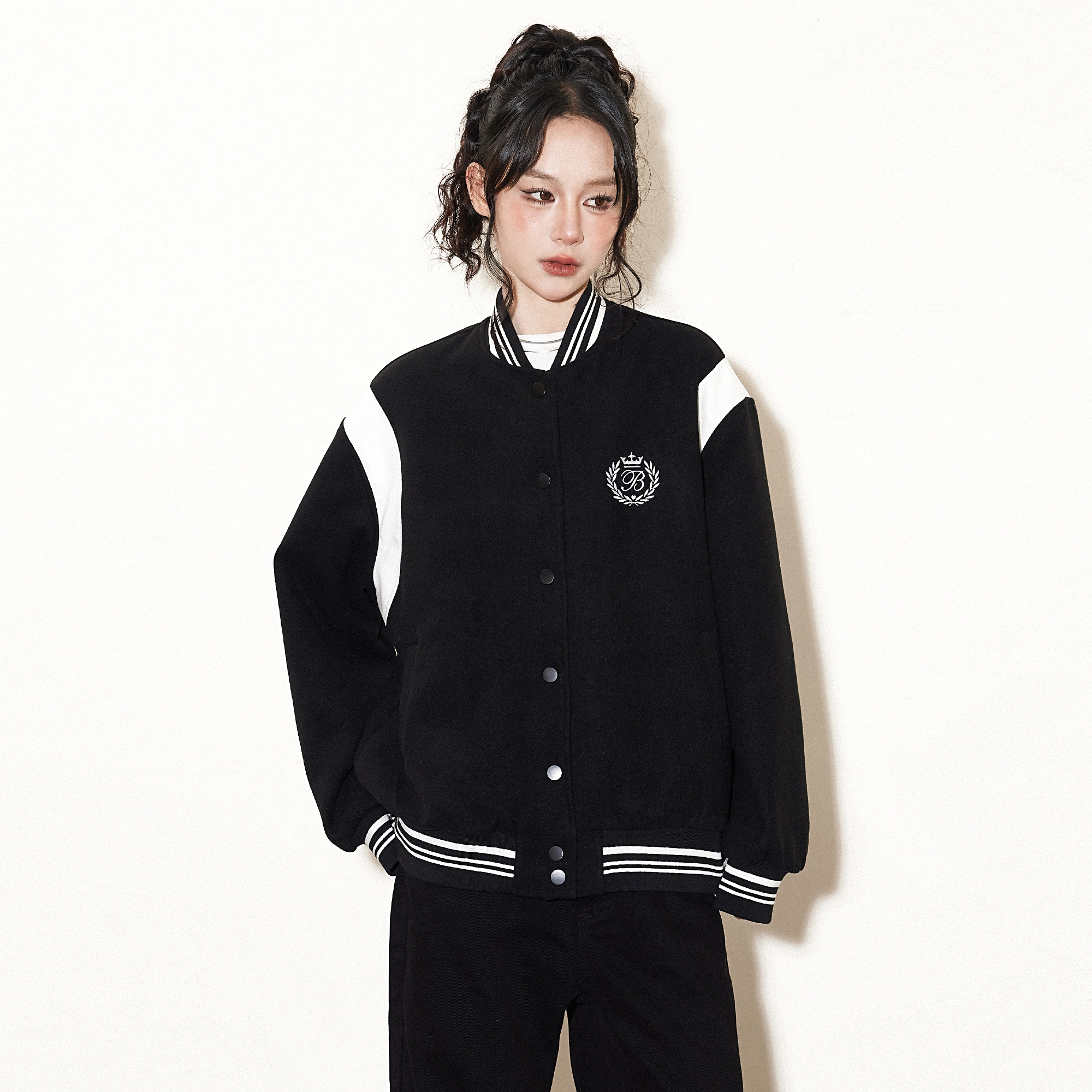 佐贝卡 美式复古加厚休闲学院风棒球服 男女同款