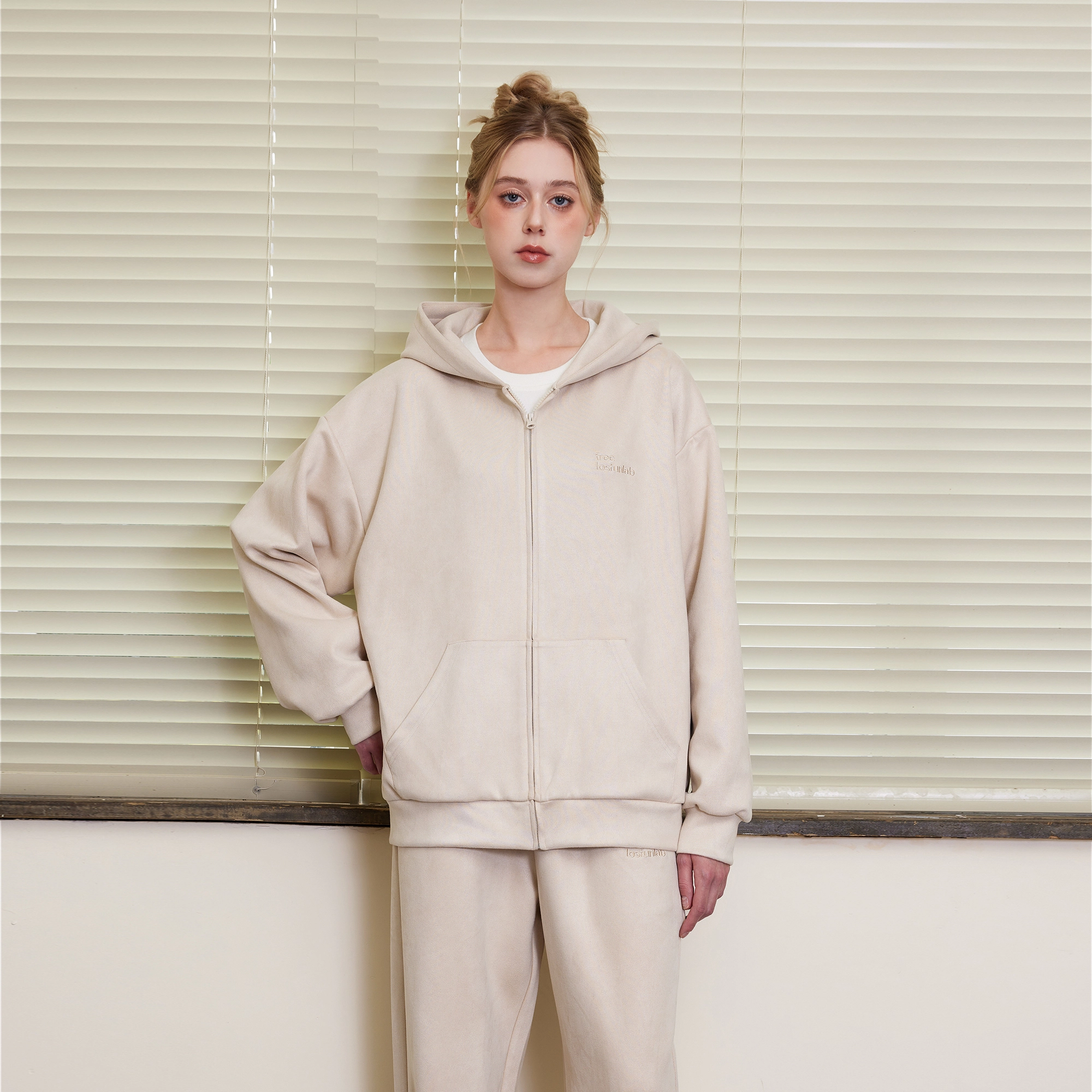 佐贝卡 麂皮休闲美式复古开衫休闲卫衣 男女同款