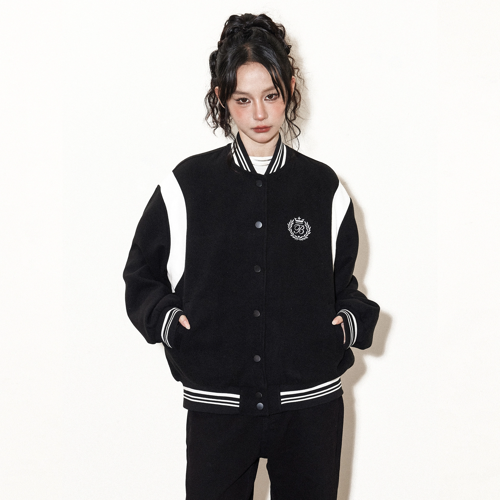 佐贝卡 美式复古加厚休闲学院风棒球服 男女同款