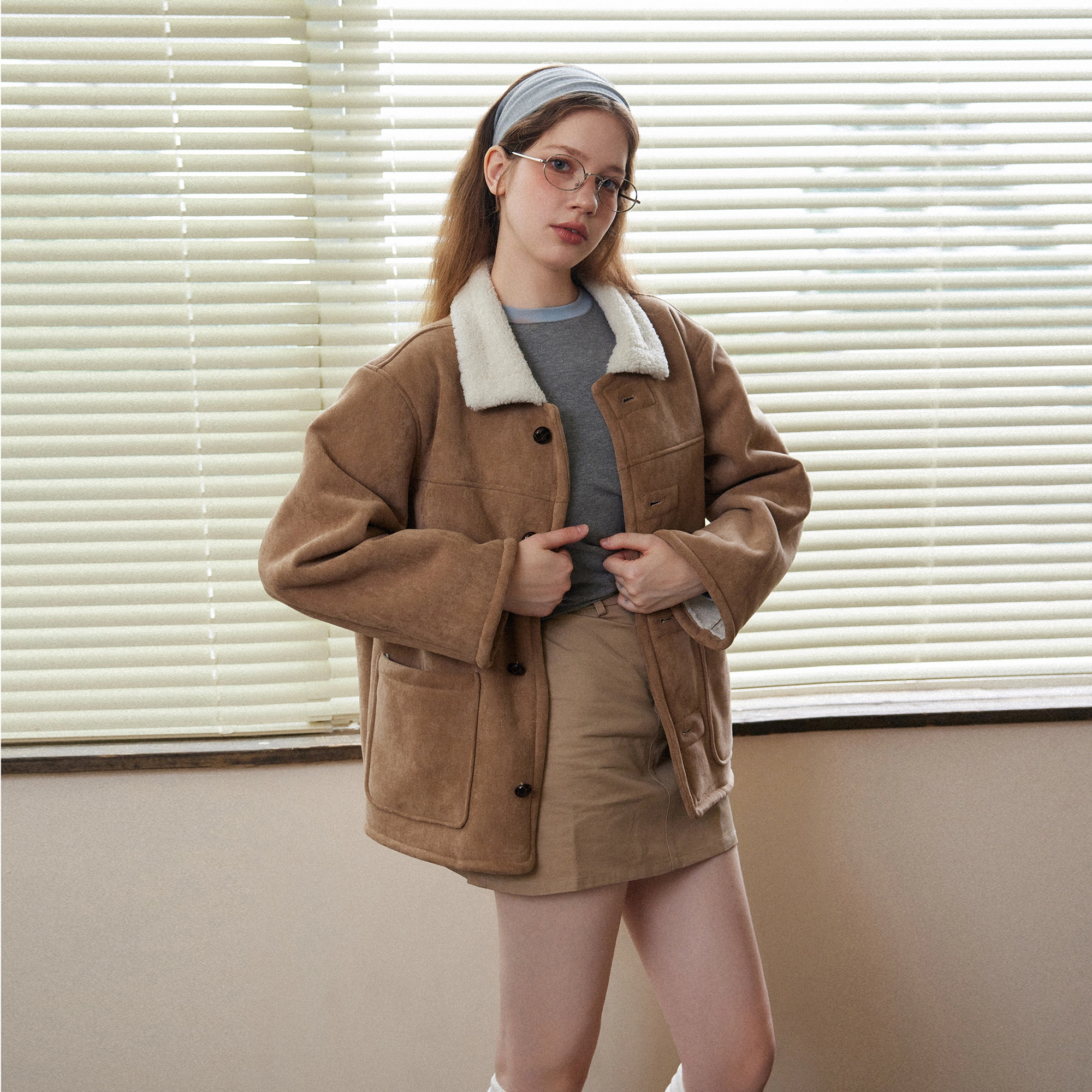 佐贝卡 加厚加绒翻领休闲复古棉服 女款