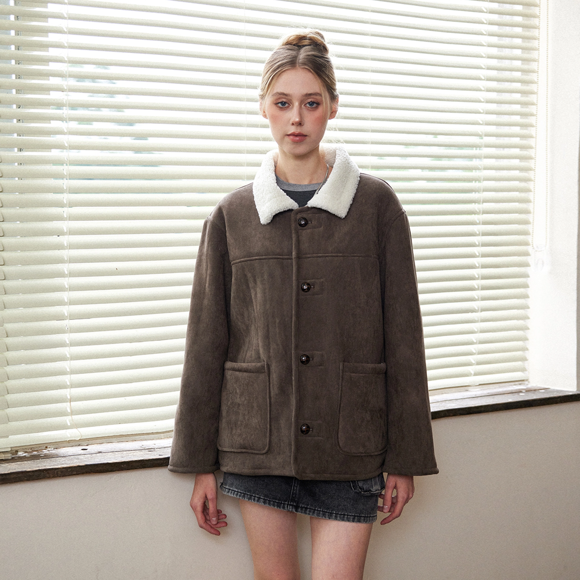 佐贝卡 加厚加绒翻领休闲复古棉服 女款