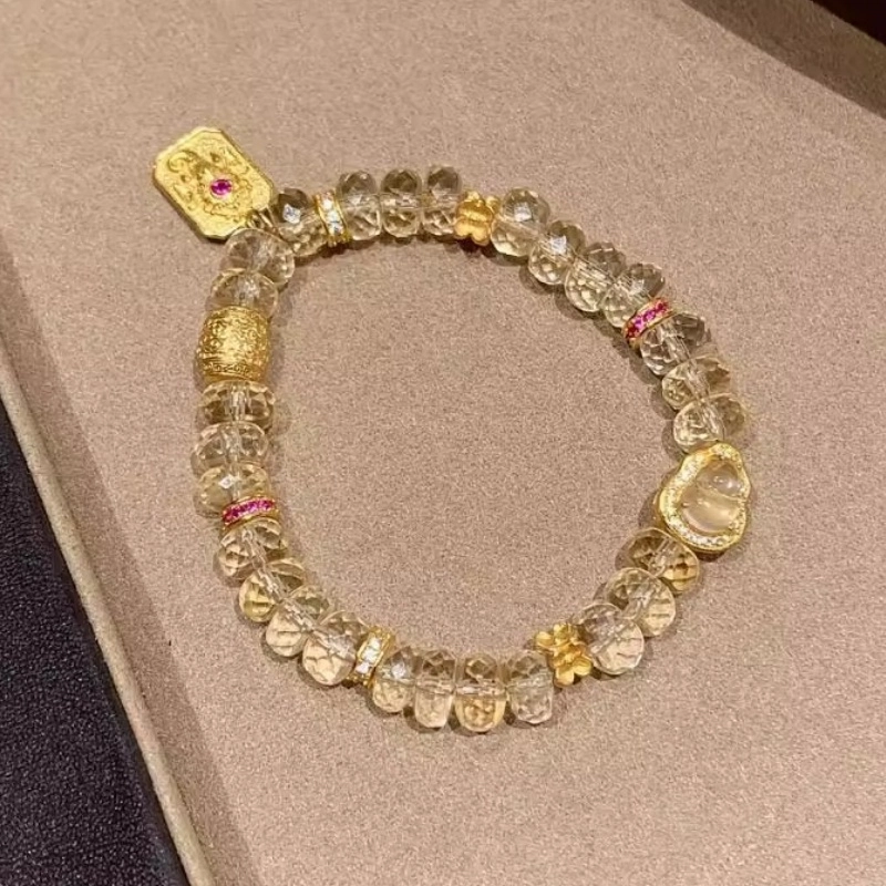 亮晶缘 新中式国潮国风 八方来财腰缠万贯 高级轻奢百搭 水逆退散能量磁场 鸿运当头招财进宝天然 黄水晶 手串 男女同款情侣款