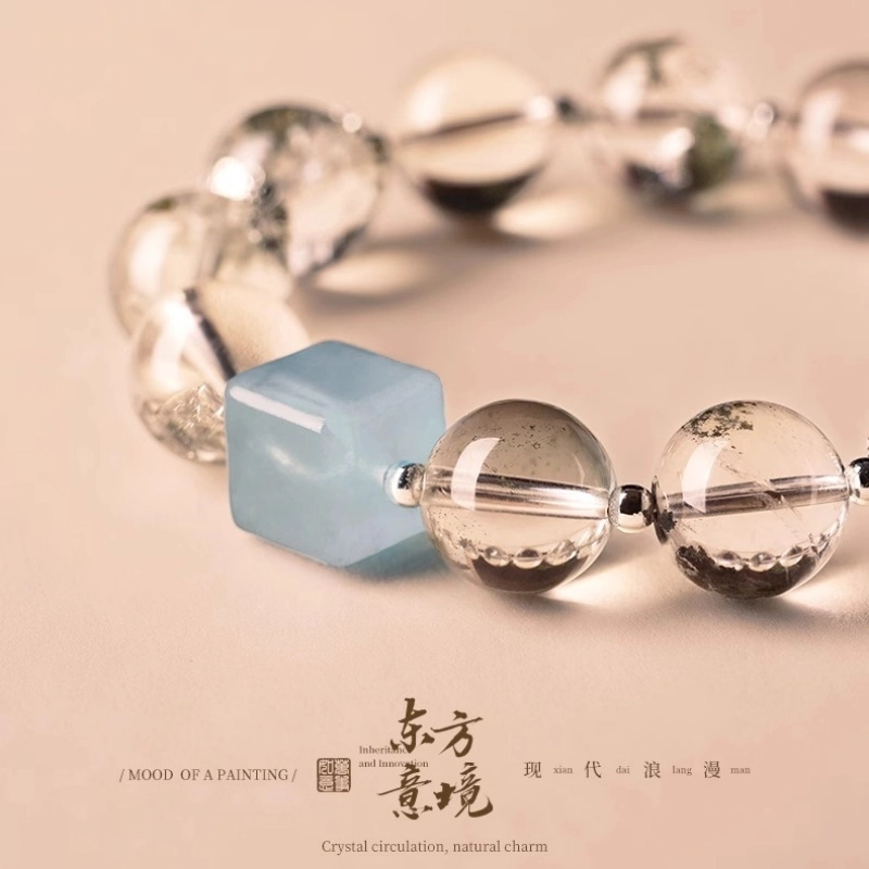亮晶缘 【聚财生花】轻奢 高级感小众设计 清冷风 诸事顺遂幽灵 招财聚宝天然 白水晶 手串 男女同款情侣款