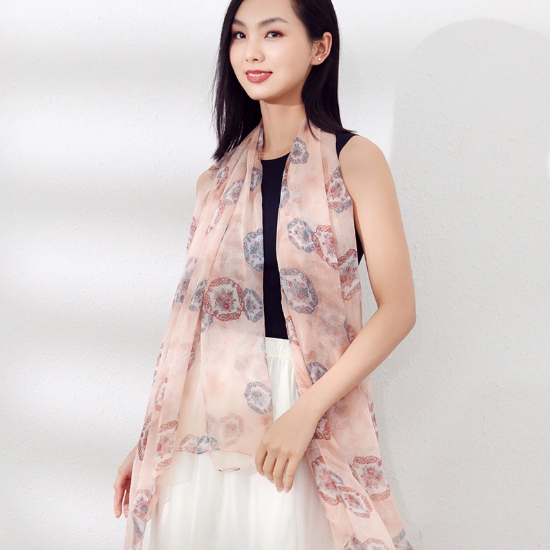 杭丝路 真丝围巾长纱巾薄款防晒披肩外搭 桑蚕丝 丝巾 女款