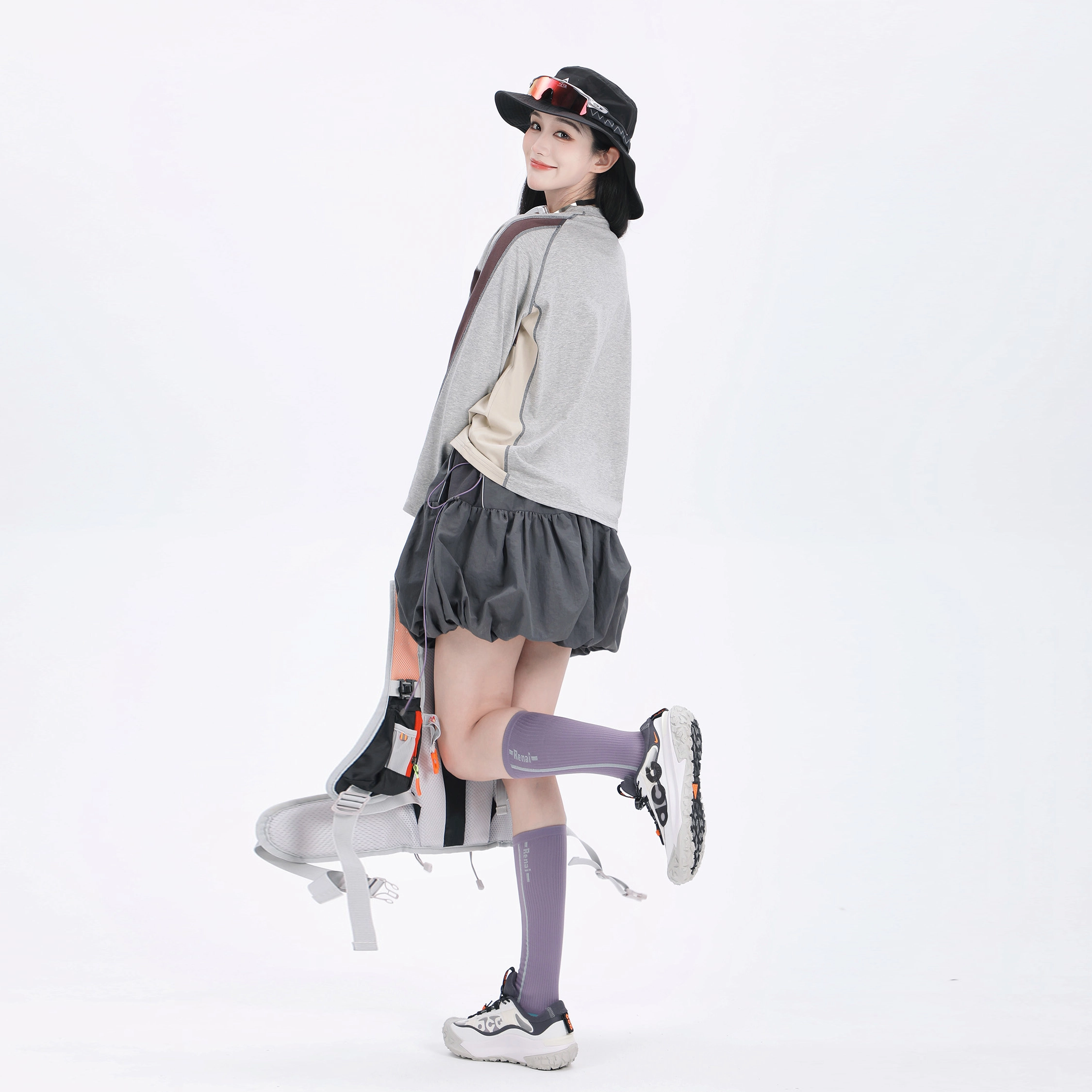 吉业重工 拼接百褶蓬蓬通勤休闲短裙 女款