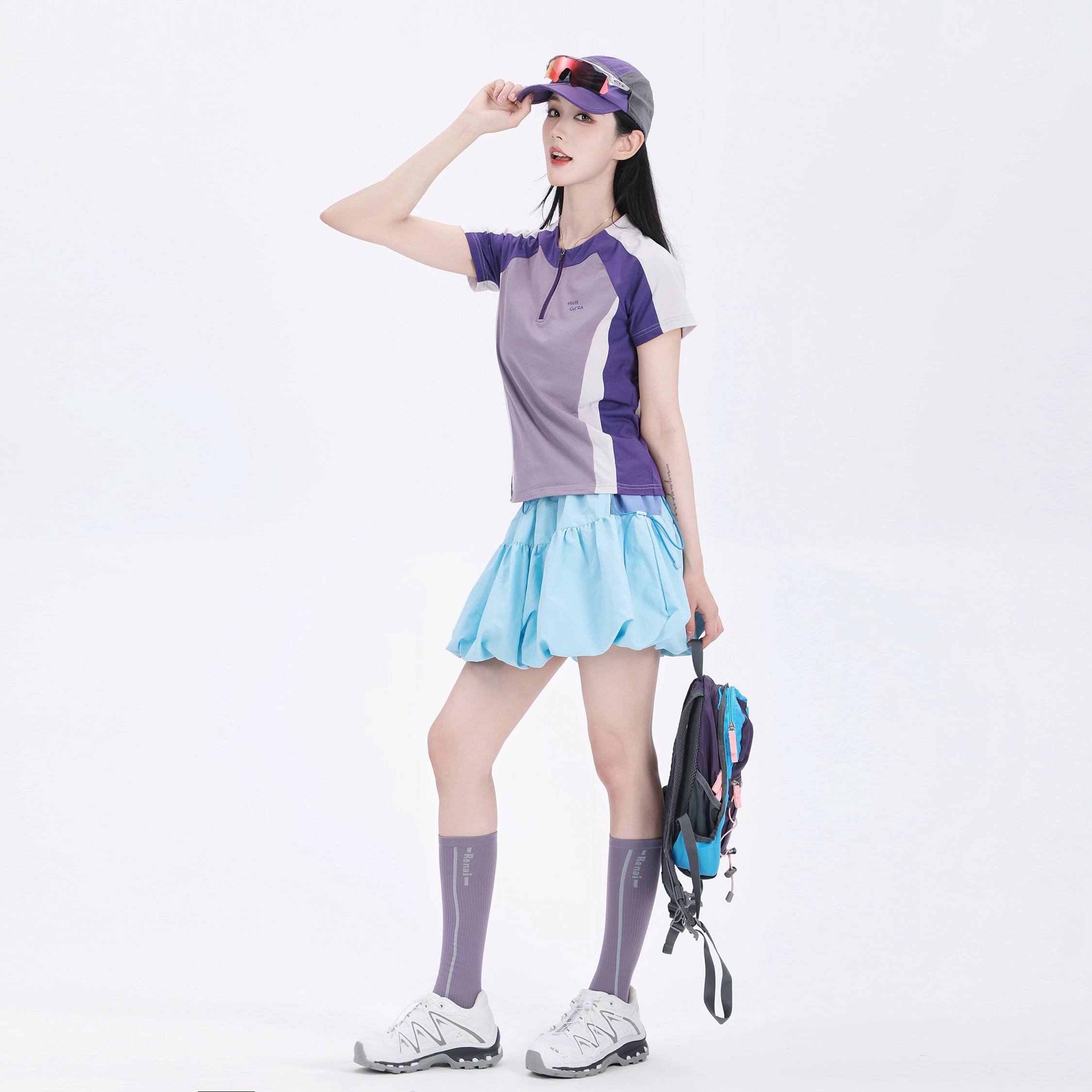 吉业重工 拼接百褶蓬蓬通勤休闲短裙 女款