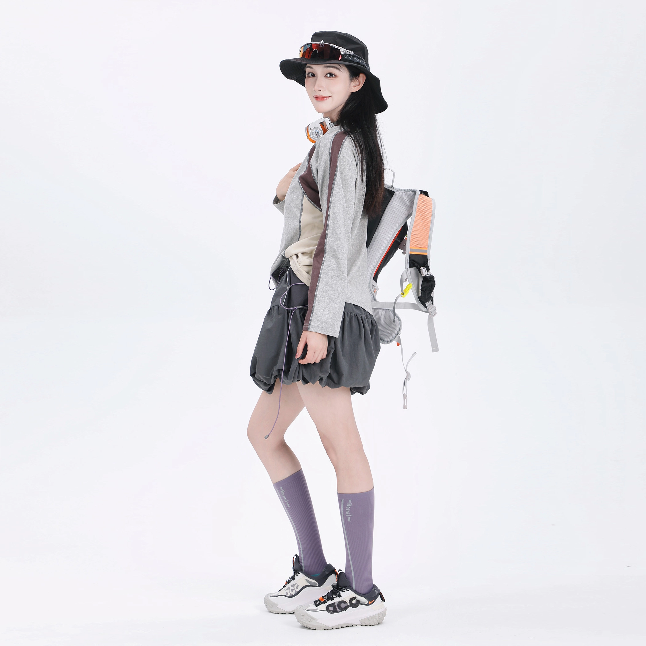 吉业重工 拼接百褶蓬蓬通勤休闲短裙 女款