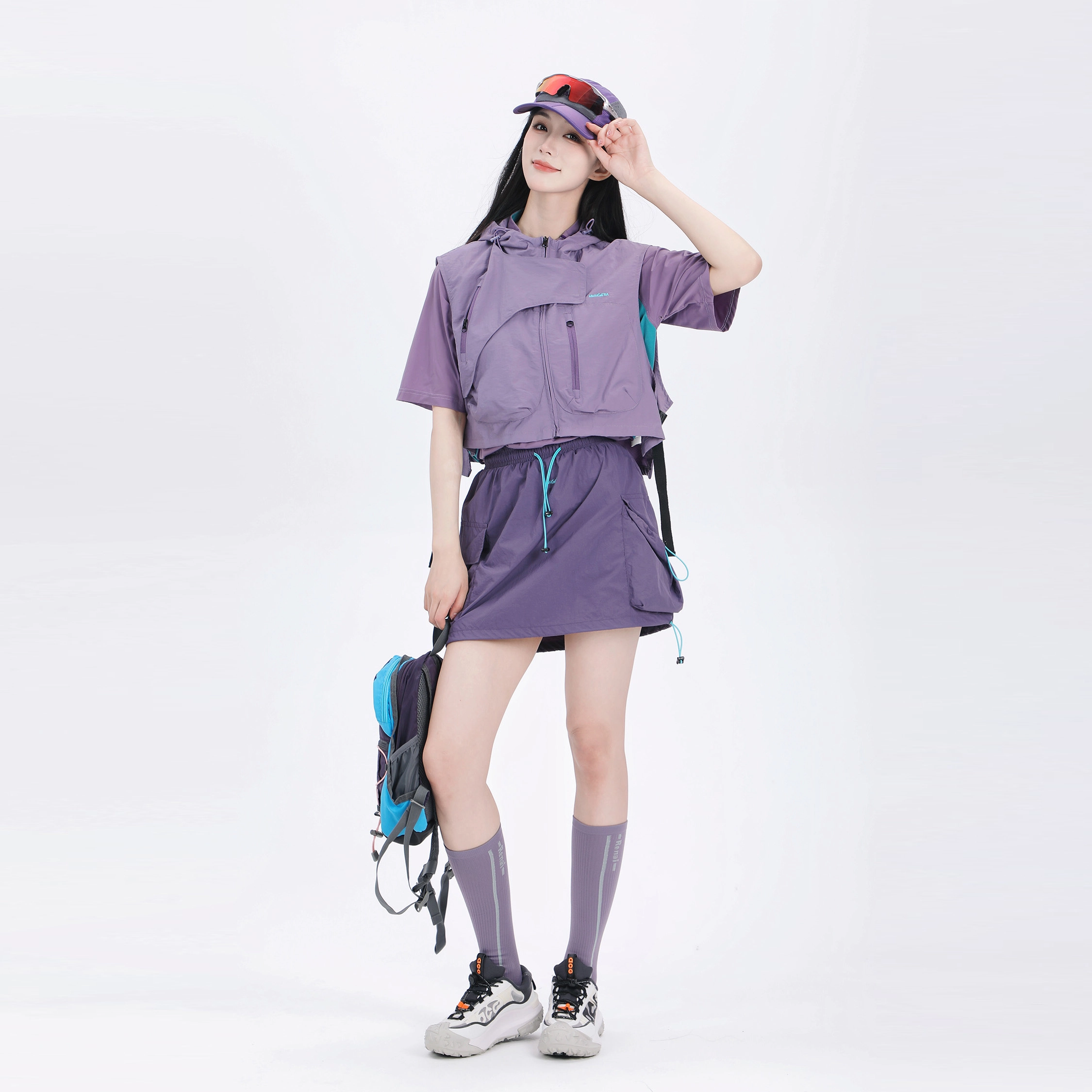 吉业重工 工装多口袋短款连帽马夹女学生多巴胺穿搭外套舒适时尚潮流都市设计感轻便马甲 女款