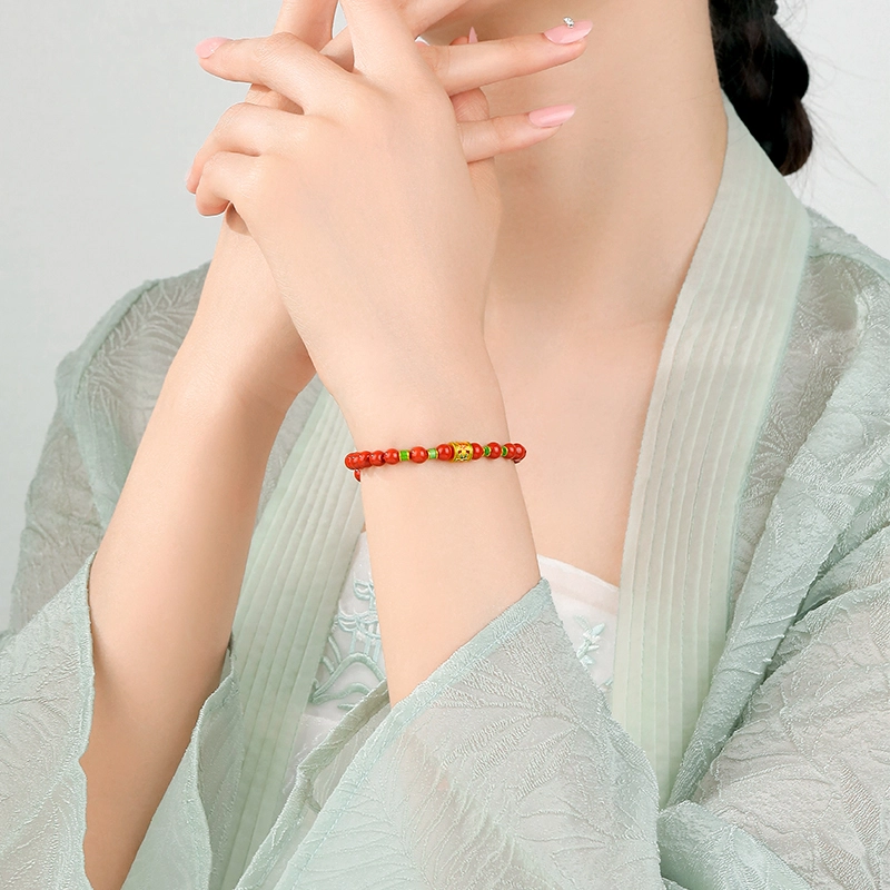 中鑫珠宝 花语玲珑转运珠 古法珐琅工艺 足金 一口价 黄金手串 女款
