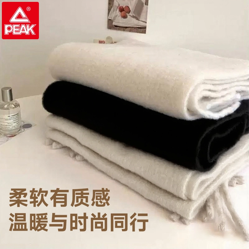 匹克 秋冬季时尚纯色简约亲肤软糯保暖流苏设计 毛线 绒线围巾 男女同款情侣款