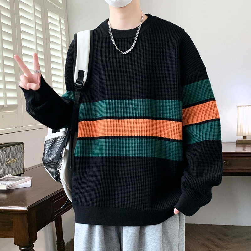 百胜狐 百胜狐秋冬季青少年男生线衣宽松时尚潮流保暖上衣针织衫 男款