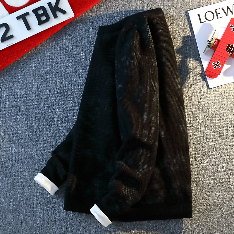 百胜狐 百胜狐圆领扎染男秋冬款潮牌宽松加厚保暖线衣服冬季男装打底针织衫 男款