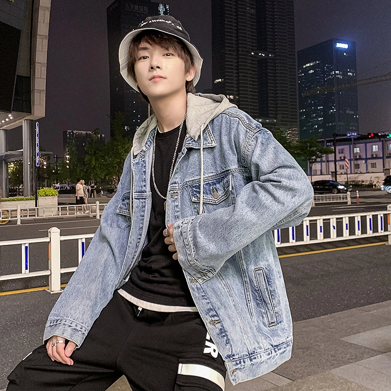 百胜狐 百胜狐美式牛仔外套男春秋季复古工装休闲百搭翻领上衣夹克 男款